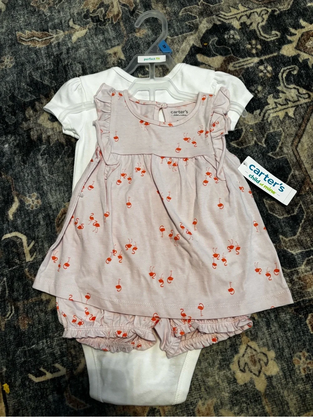 Carter's Light Pink Flamingo Printed Dress & Bloomer Set